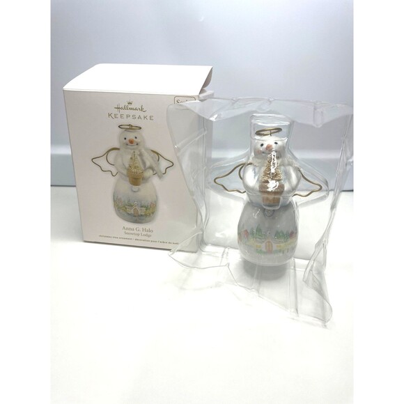 Hallmark Keepsake Snowtop Lodge Anna G. Halo Angel Snowmen Ornament 2011 - Picture 1 of 3